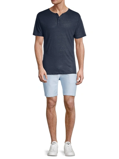 Shop Onia Linen Short Sleeve Henley T-shirt In Deep Navy