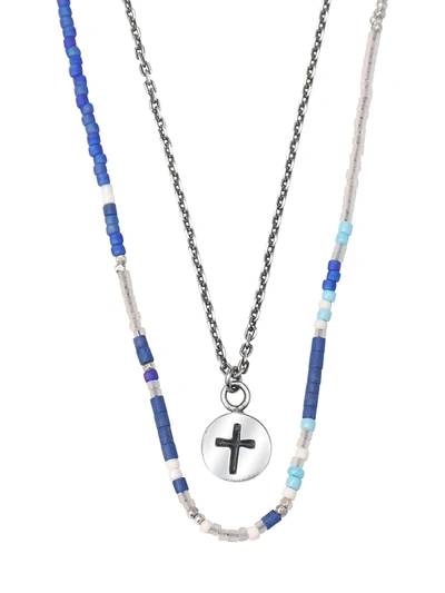 Shop Jan Leslie Sterling Silver Chain & Beaded Cross Necklace