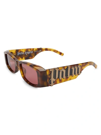 Shop Palm Angels Men's 18mm Rectangular Sunglasses In Brown Purple
