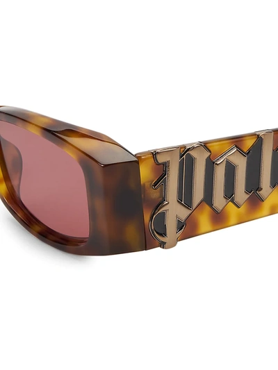 Shop Palm Angels Men's 18mm Rectangular Sunglasses In Brown Purple