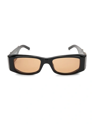 Shop Palm Angels 18mm Rectangle Logo Sunglasses In Black Orange