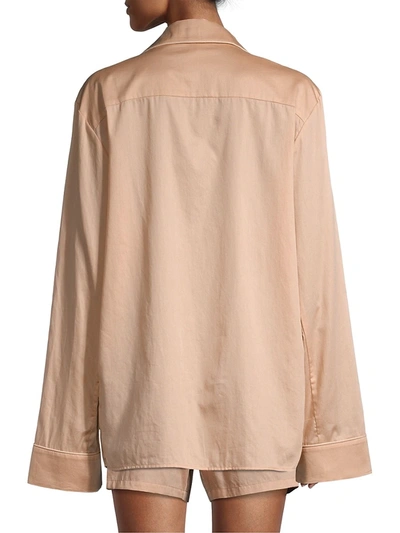 Shop Les Girls Les Boys Women's Cotton Pajama Shirt In Mahogony Rose