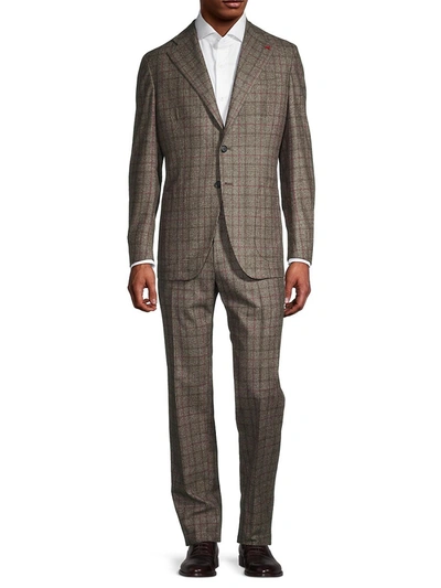 Shop Isaia Men's Glen Plaid 2-piece Wool Suit In Beige