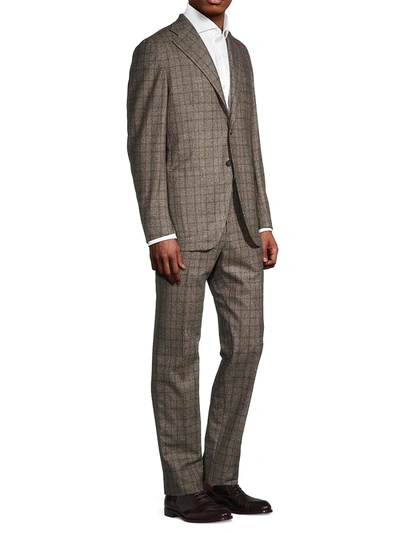Shop Isaia Men's Glen Plaid 2-piece Wool Suit In Beige
