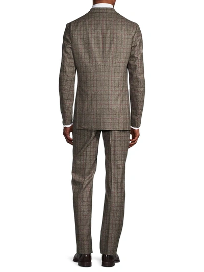 Shop Isaia Men's Glen Plaid 2-piece Wool Suit In Beige