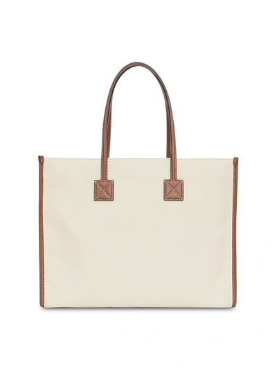 Shop Burberry Women's Medium Horseferry Canvas Tote In Natural Tan
