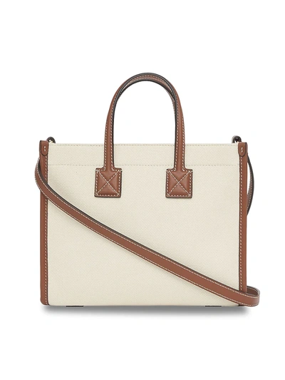 Shop Burberry Women's Mini Horseferry Canvas Tote In Natural Tan
