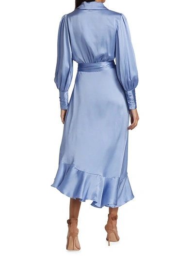 Shop Zimmermann Women's Silk Wrap Midi-dress In Cornflower