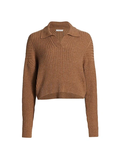 Shop Rag & Bone Women's Maxine Ribbed Merino Wool Polo In Camel