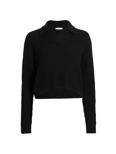 Shop Rag & Bone Maxine Ribbed Merino Wool Polo In Black