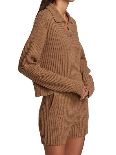 Shop Rag & Bone Women's Maxine Ribbed Merino Wool Polo In Camel