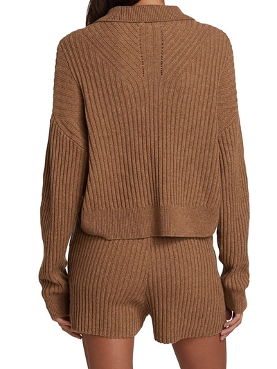 Shop Rag & Bone Women's Maxine Ribbed Merino Wool Polo In Camel