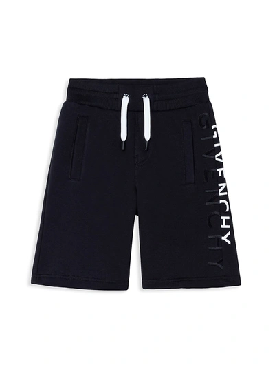 Shop Givenchy Little Boy's & Boy's Split Logo Fleece Bermuda Shorts In Black