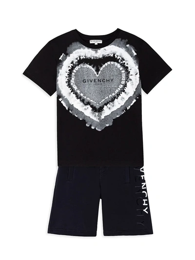 Shop Givenchy Little Boy's & Boy's Split Logo Fleece Bermuda Shorts In Black