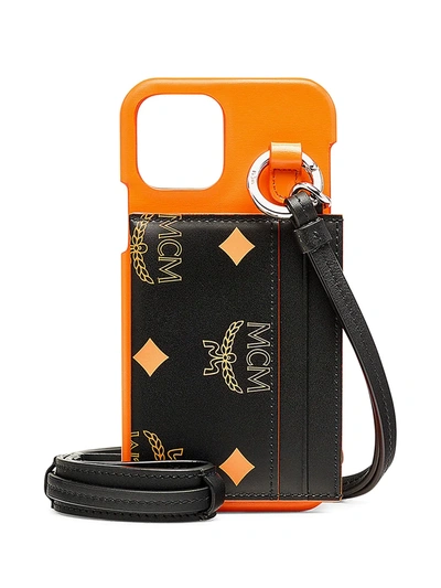 Shop Mcm Men's Logo Phone Case In Orange