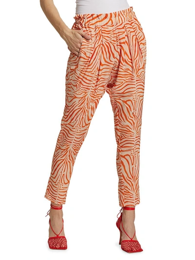 Shop Adriana Iglesias Women's Rodeo Silk Pants In Orange Zebra