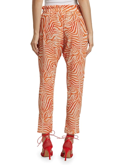 Shop Adriana Iglesias Women's Rodeo Silk Pants In Orange Zebra