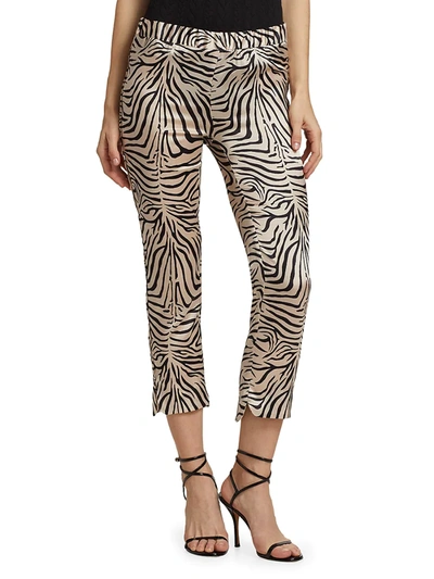 Shop Adriana Iglesias Women's Jammies Zebra Stretch Silk Pants In Black & White Zebra