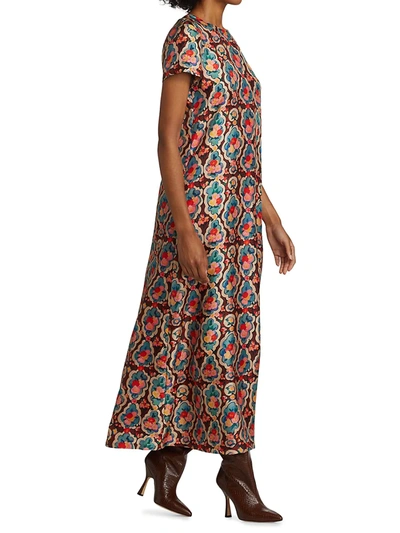 Shop La Doublej Printed Silk Swing Maxi Dress In Matisse
