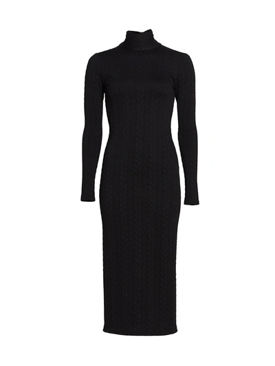 Shop Adriana Iglesias Mina Open-back Midi Dress In Black Cable Knit