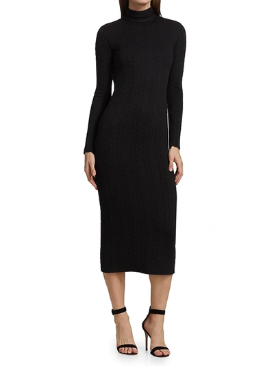 Shop Adriana Iglesias Mina Open-back Midi Dress In Black Cable Knit