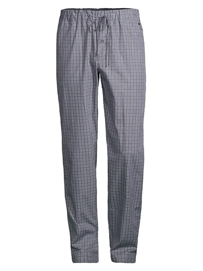 Shop Hanro Check-print Woven Lounge Pants In Grey Check