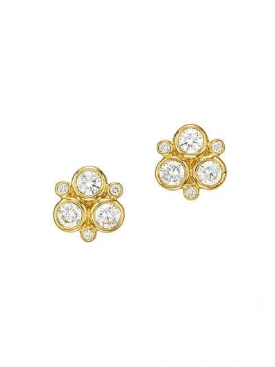 Shop Temple St Clair Women's 18k Yellow Gold & Diamond Cluster Stud Earrings