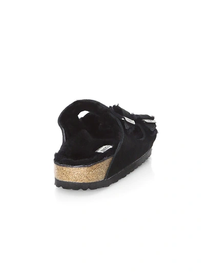 Shop Birkenstock Women's Arizona Shearling-lined Suede Sandals In Black