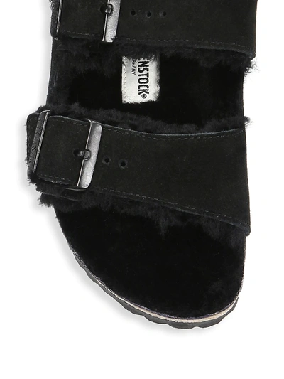 Shop Birkenstock Women's Arizona Shearling-lined Suede Sandals In Black