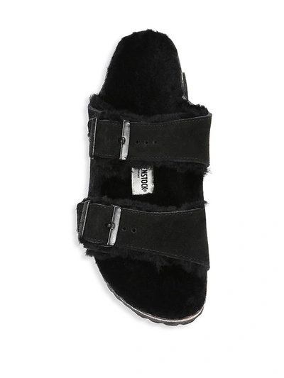 Shop Birkenstock Women's Arizona Shearling-lined Suede Sandals In Black