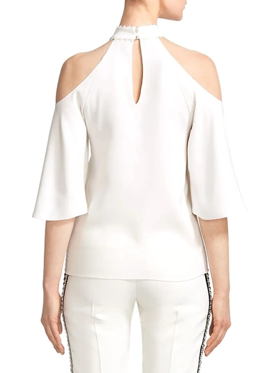 Shop Ralph And Russo Medium Crepe Cold Shoulder Blouse In Snow White