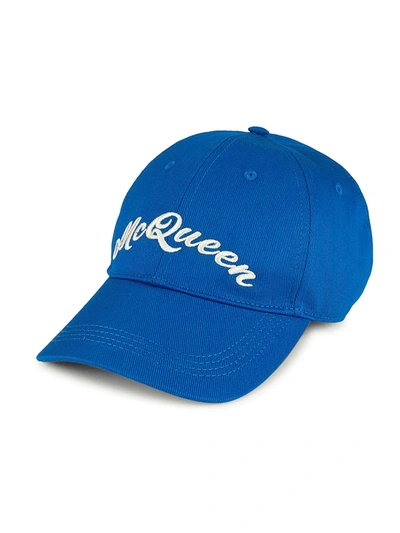 Shop Alexander Mcqueen Logo Baseball Cap In Royal Ivory