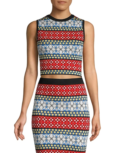 Shop Alice And Olivia Coryn Printed Tank Top In Neutral
