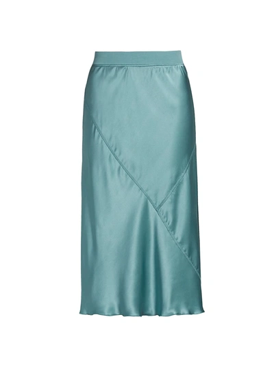Shop Atm Anthony Thomas Melillo Silk A-line Skirt In Ocean