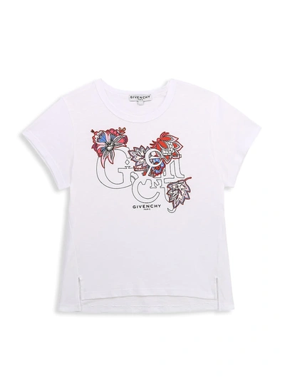 Shop Givenchy Little Girl's & Girl's Floral Logo Graphic T-shirt In White