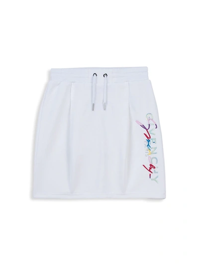 Shop Givenchy Little Girl's & Girl's Rainbow Logo-embroidered Skirt In White