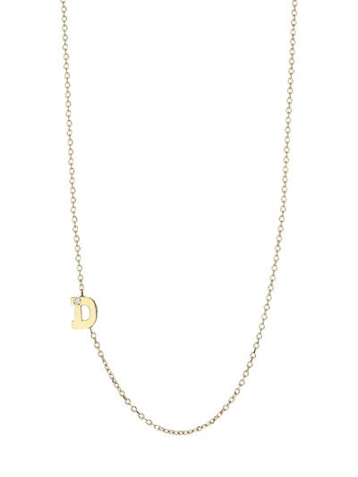Anzie Love Letter 14k Yellow Gold Single Diamond Initial Necklace In Initial D