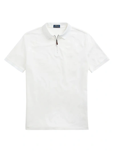 Shop Polo Ralph Lauren Slim-fit Stretch Quarter-zip Polo Shirt In White