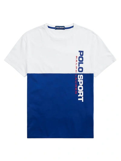 Shop Polo Ralph Lauren Classic-fit Polo Sport T-shirt In White Blue