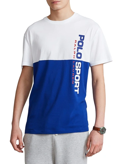 Shop Polo Ralph Lauren Classic-fit Polo Sport T-shirt In White Blue