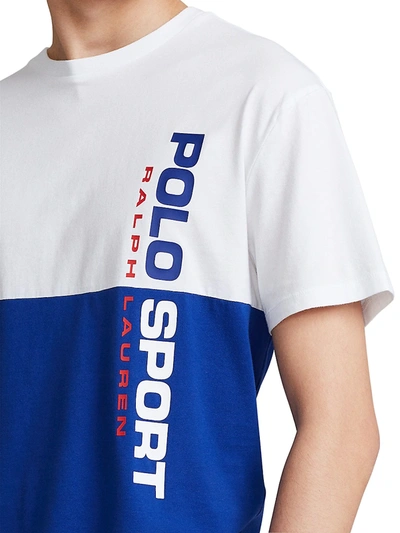 Shop Polo Ralph Lauren Classic-fit Polo Sport T-shirt In White Blue
