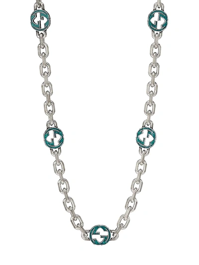 Shop Gucci Sterling Silver Interlocking G Necklace