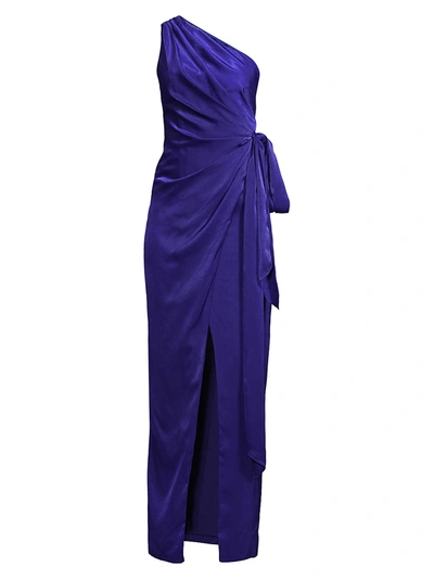 Shop Aidan Mattox One-shoulder Column Gown In Royal Blue