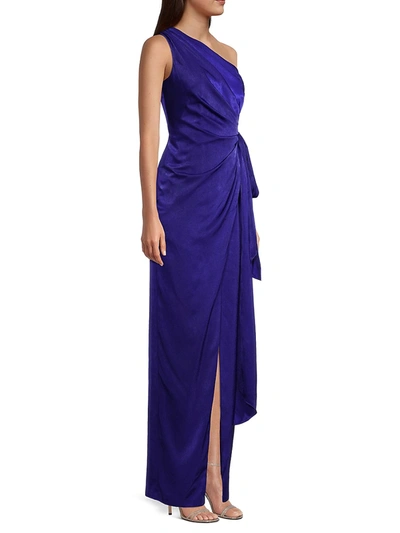 Shop Aidan Mattox One-shoulder Column Gown In Royal Blue