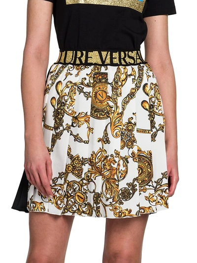 Shop Versace Jeans Couture Regalia Pleated Mini-skirt In Nero