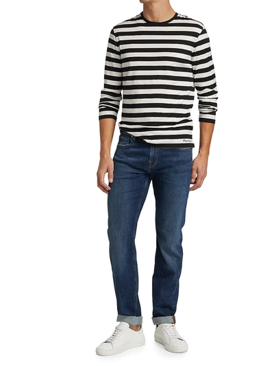 Shop Ralph Lauren Striped Long-sleeve Crewneck Shirt In Black