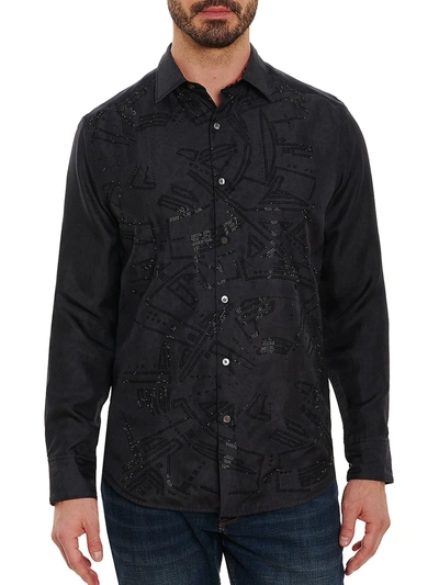Shop Robert Graham Men's  X Def Leppard Classic-fit Beaded Shirt In Black
