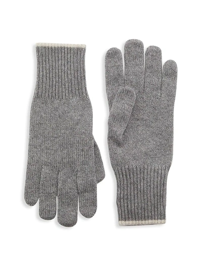 Shop Brunello Cucinelli Ribbed Cashmere Gloves In Charcoal