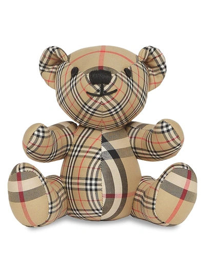 Shop Burberry 3-piece Baby Girl's Check Bear Gift Set In Archive Beige