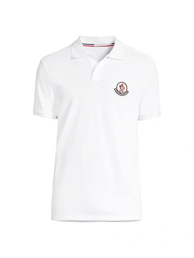 Shop Moncler Men's Slim-fit Logo Polo Shirt In White